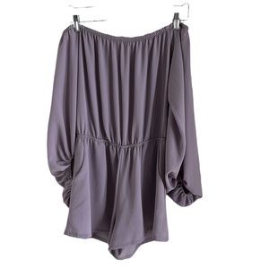 Tyche Lock & Key Off the Shoulder Lilac Purple Romper